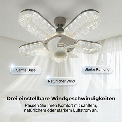 🪭✨LED ventilátorová lampa s 5 lopatkami a krystalovým efektem