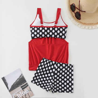 👙 Dvoudílné plavky color-block s puntíky – stylové & pohodlné 💖