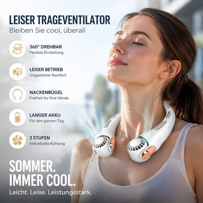 Tichý přenosný ventilátor na krk na léto