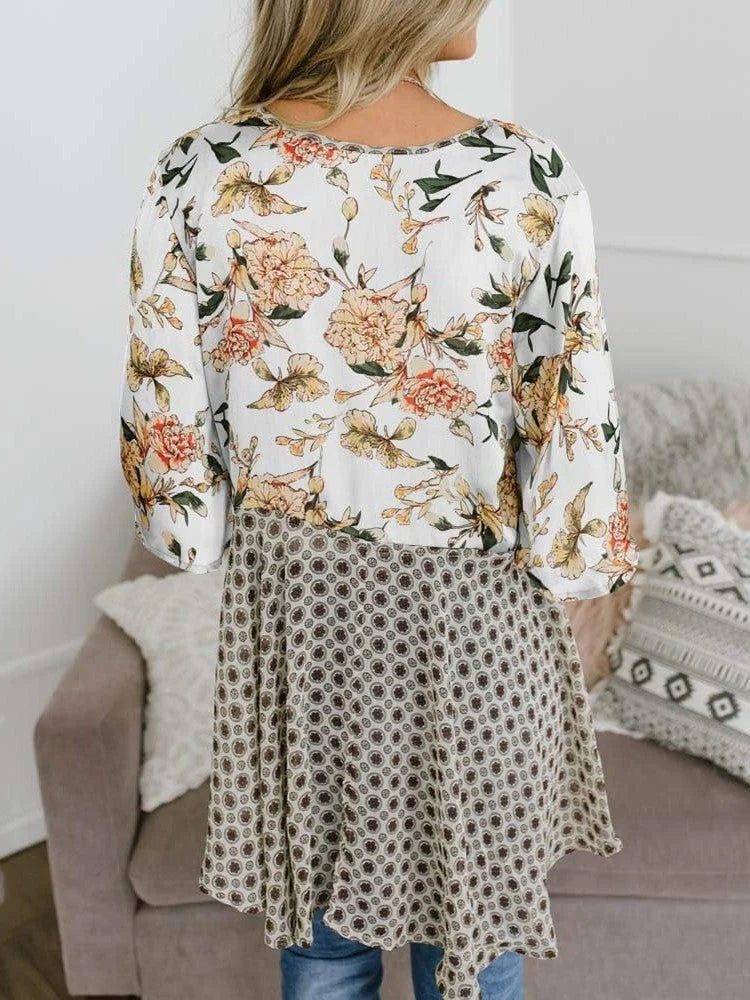 🌸Dámský kardigan s květinovým vzorem, volánkovými rukávy a vázáním vpředu – vzdušné, volné svršky v boho stylu