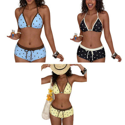 👙 Bikiny s puntíky a pásky kolem krku