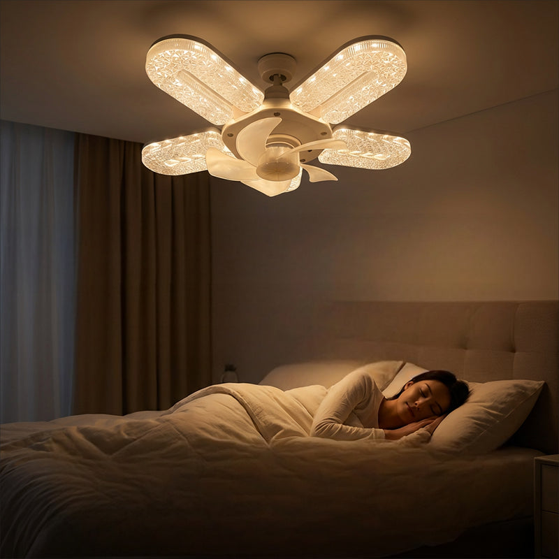 🪭✨LED ventilátorová lampa s 5 lopatkami a krystalovým efektem