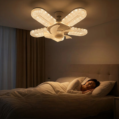 🪭✨LED ventilátorová lampa s 5 lopatkami a krystalovým efektem