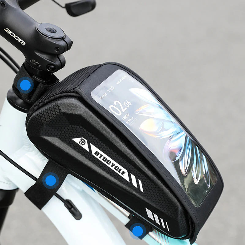 Voděodolná cyklistická taška – velká kapacita, průhledné okénko z TPU a ideální pro mobilní telefon