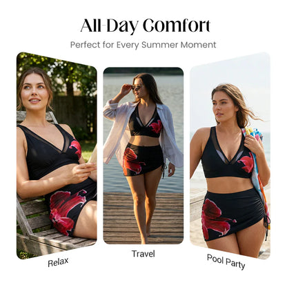 👙🌊BIKINY S VOLÁNKY A SÍŤOVINOU – SE STAHOVACÍMI ŠŇŮRKAMI, LETNÍ STYL