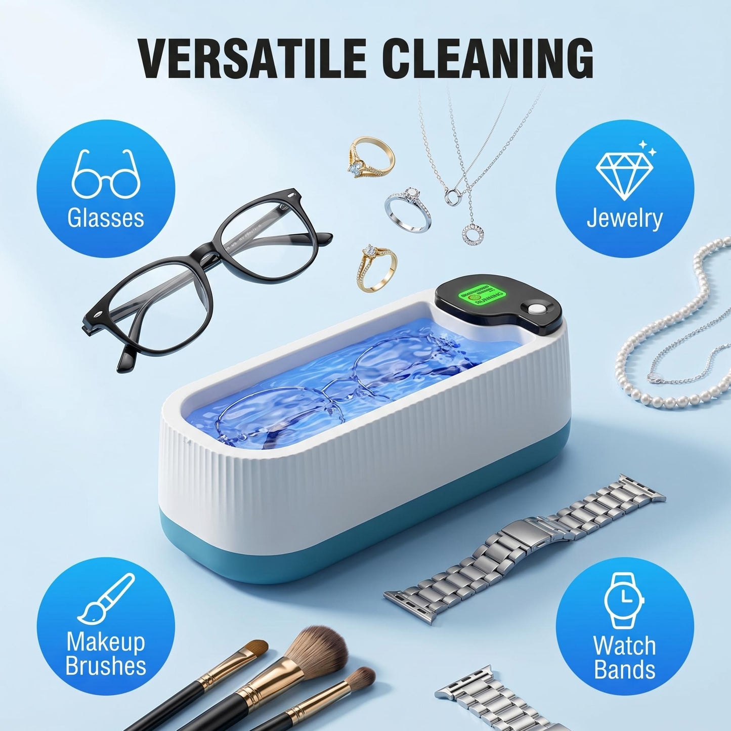 🧼💎 Ultrazvuková čistička na šperky a brýle – Přenosná, dobíjecí s 3 režimy! ✨