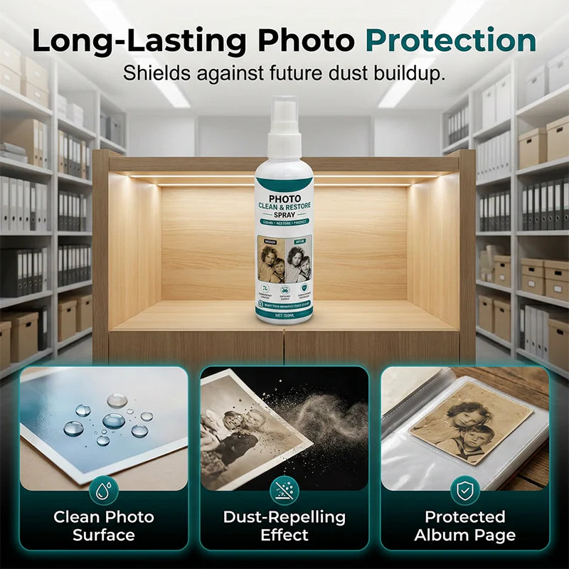 【1+1 zdarma】📸 Prémiový sprej na čištění a obnovu fotografií – Čistí, osvěžuje a chrání