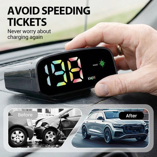🚗✨ Solární HUD tachometr s varováním před radary – bezpečná jízda bez rozptylování!
