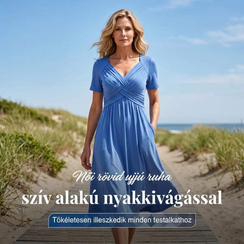 【S–3XL】👗Dámské dlouhé šaty s výstřihem do V a krátkými rukávy