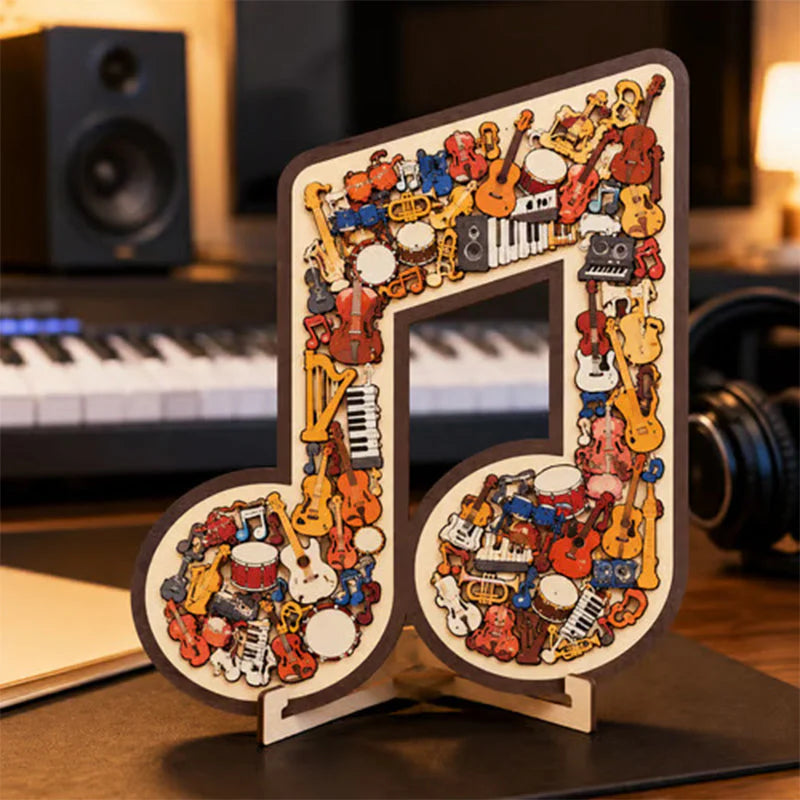 🎸 Užijte si kreativní hudební výzvu – Dřevěná skládačka ve tvaru hudebního nástroje – Platba při převzetí 🧩
