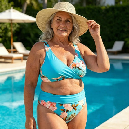 🌸 Bikiny s vysokým pasem a květinovým vzorem: Zdůrazněte svou postavu – Skladem! 👙