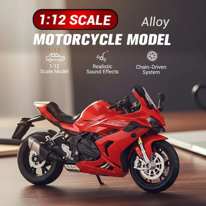🌟 Model motocyklu v měřítku 1:12 – Interaktivní světla a zvuky! 🏍️