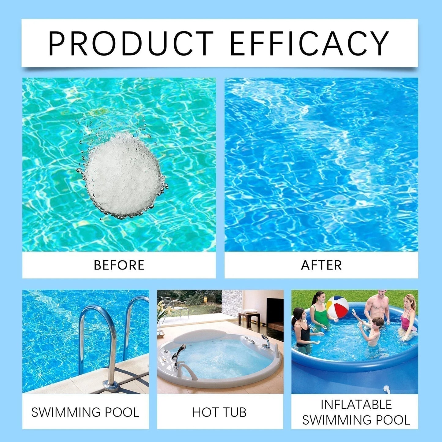 🏊‍♂️ Tablety na čištění bazénu pro křišťálově čistou vodu – nakapejte, rozpusťte, ponořte se! 🌊✨