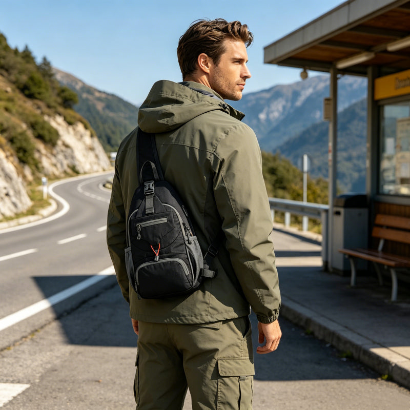 🧳✨ Pánská outdoorová crossbody taška – mnoho kapes a maximální praktičnost