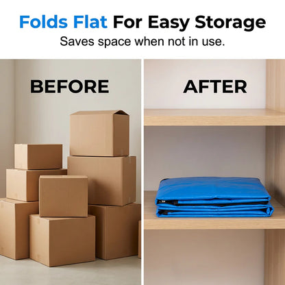 🧰Collapsible Storage & Moving Bag – Heavy‑duty PE, water‑resistant.