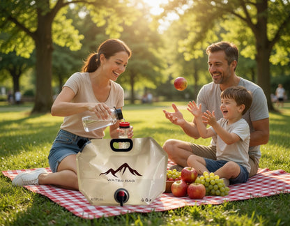💧 ČASOVĚ OMEZENÁ SLEVA 50 %! 🏕️ Skládací taška na vodu pro venkovní použití – objem 8 l, kohoutek s knoflíkem, skládací 🌲