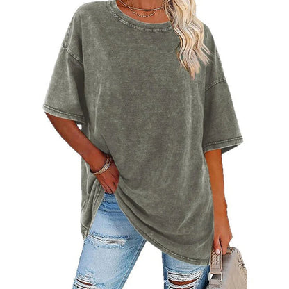🔥 Novinka 2026-Dámské oversized tričko ve stylu vintage s omytým vzhledem