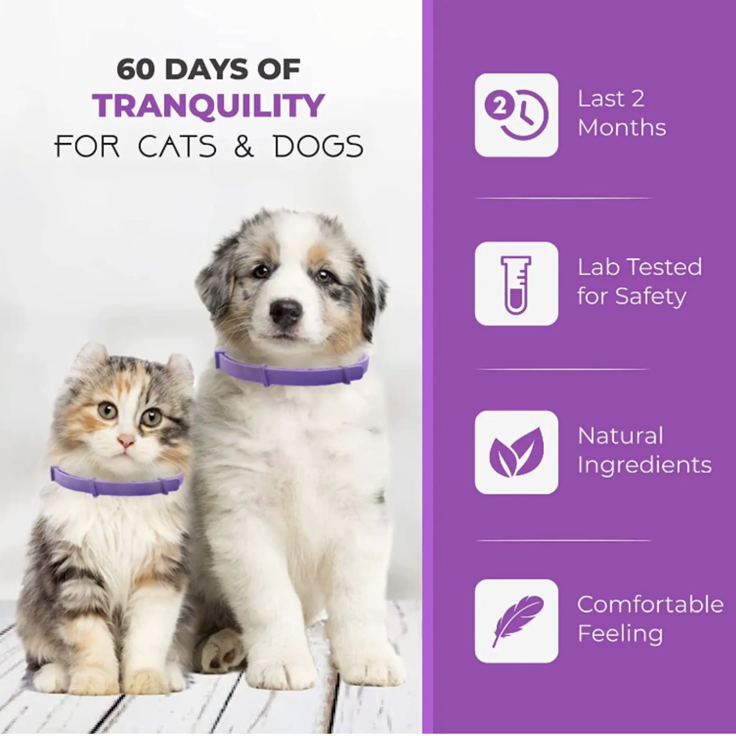 🐶🐱Voděodolný nastavitelný obojek Pacify pro uklidnění zvířat, zmírnění úzkosti a snížení stresu u psů a koček