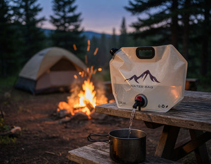 💧 ČASOVĚ OMEZENÁ SLEVA 50 %! 🏕️ Skládací taška na vodu pro venkovní použití – objem 8 l, kohoutek s knoflíkem, skládací 🌲