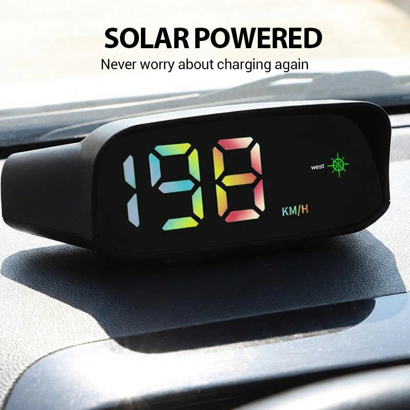 🚗✨ Solární HUD tachometr s varováním před radary – bezpečná jízda bez rozptylování!