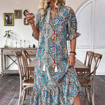 💃Elegantní šaty ve stylu boho s květinovým potiskem