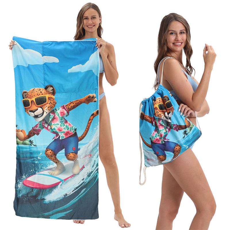 😍 Stylový 2v1 Plážový ručník + Batoh – rychleschnoucí & bez písku! 🏝️