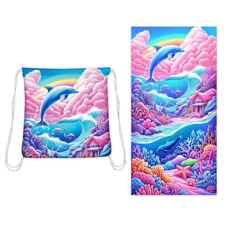 😍 Stylový 2v1 Plážový ručník + Batoh – rychleschnoucí & bez písku! 🏝️