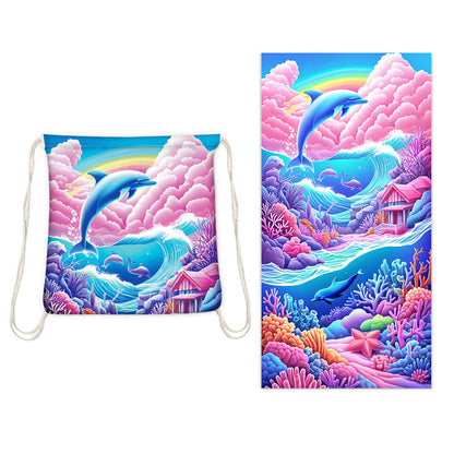 😍 Stylový 2v1 Plážový ručník + Batoh – rychleschnoucí & bez písku! 🏝️